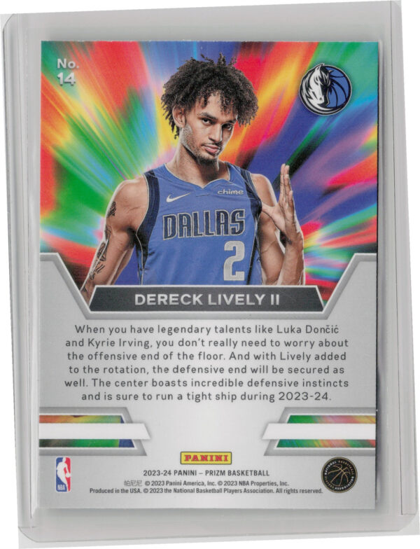 2023-24 Panini Prizm Dereck Lively II #14 Mavericks Instant Impact - Image 3