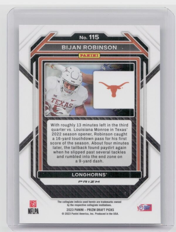 2023-24 Panini Prizm Draft Picks Bijan Robinson Green #75 Boilermakers - Image 3