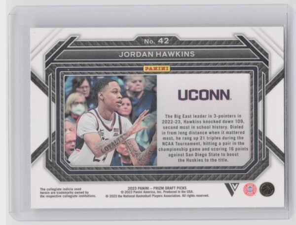 2023-24 Panini Prizm Draft Picks Jordan Hawkins VAR #42 Huskies - Image 3