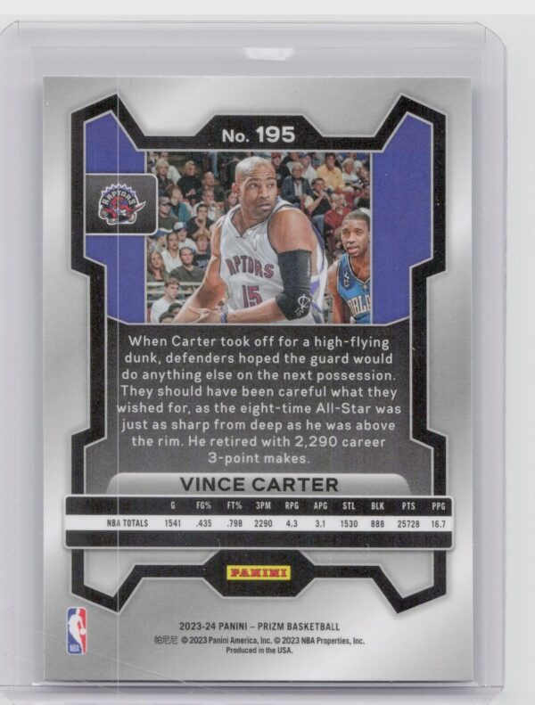 2023-24 Prizm Vince Carter #195 Raptors - Image 3