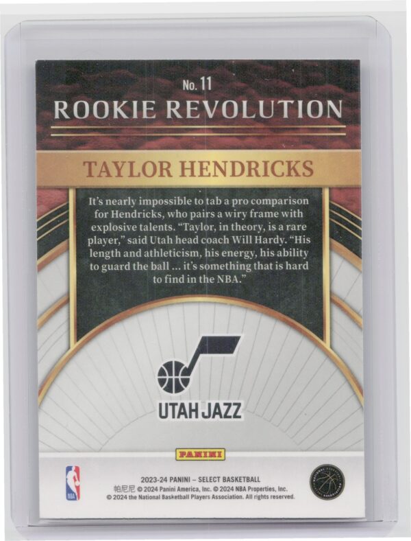 2023-24 Select Taylor Hendricks RC #11 Jazz Rookie Revolution - Image 3
