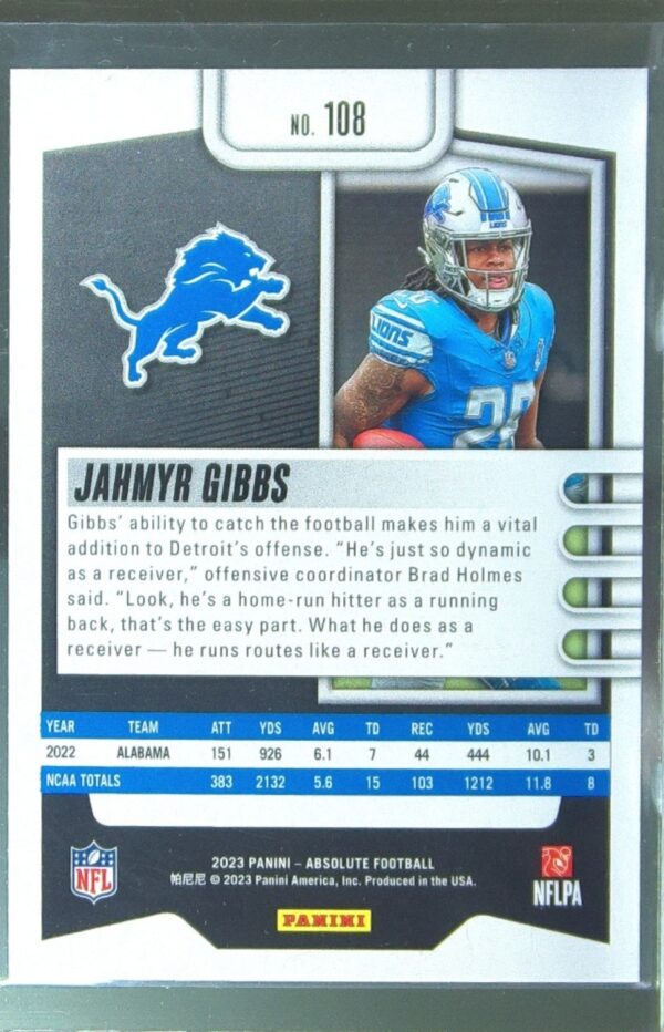 2023 Absolute Jahmyr Gibbs Retail RC #108 Lions - Image 3