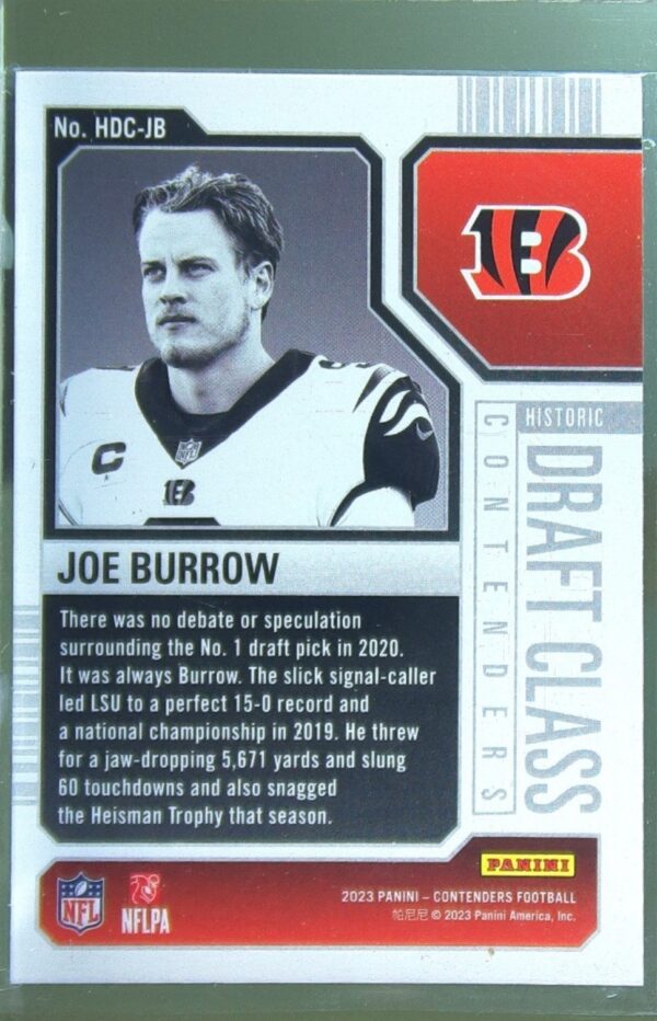 2023 Contenders Joe Burrow #HDC-JB Bengals Historic Draft Class Contenders Red - Image 3