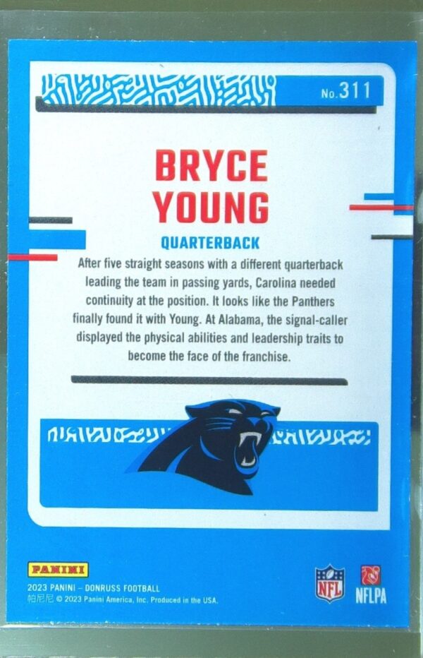 2023 Donruss Bryce Young RC #311 Panthers - Image 3