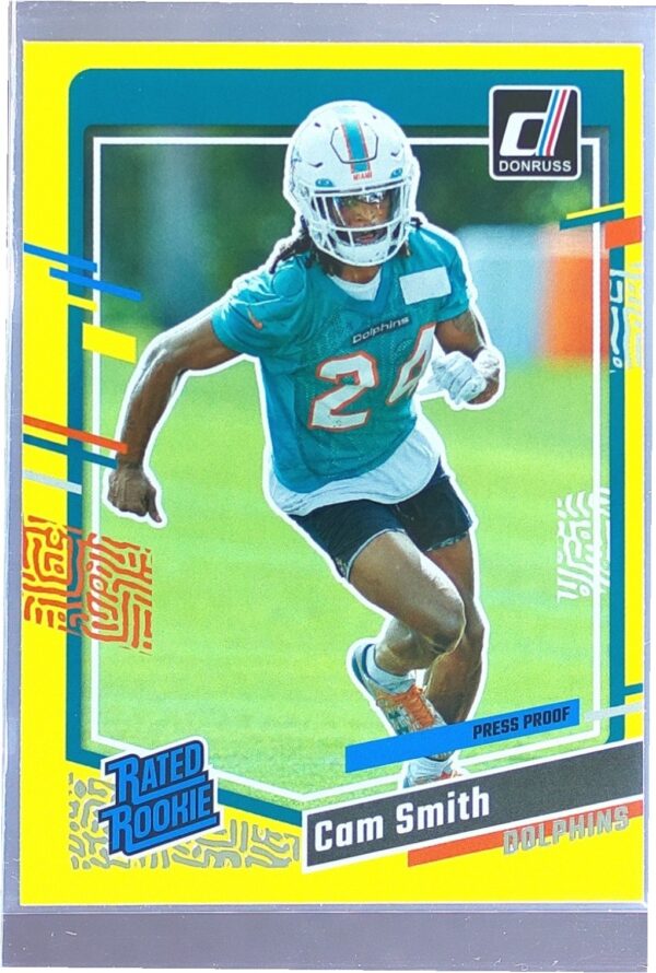 2023 Donruss Cam Smith Press Proof Yellow RC #364 Dolphins
