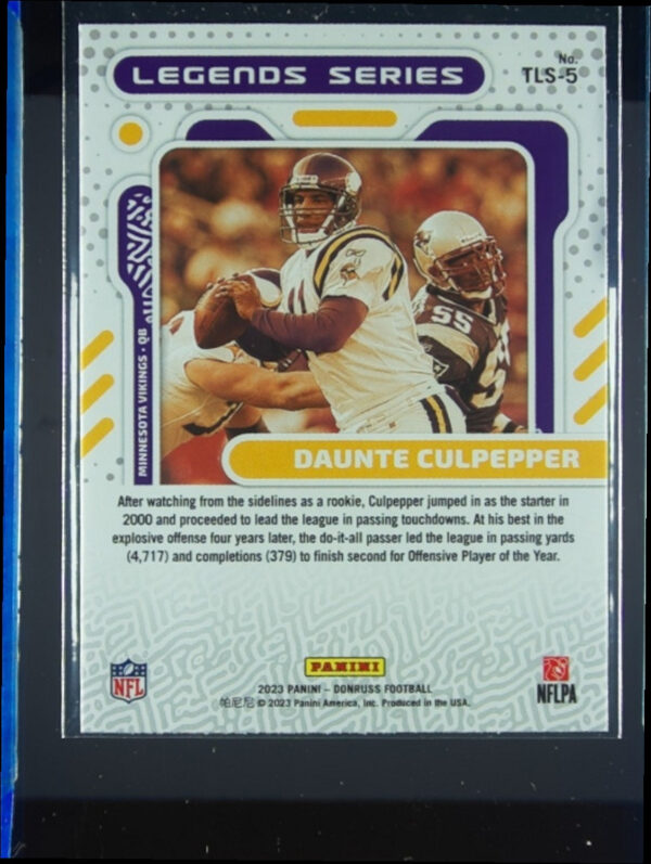 2023 Donruss Daunte Culpepper #TLS-5 Vikings The Legends Series - Image 3