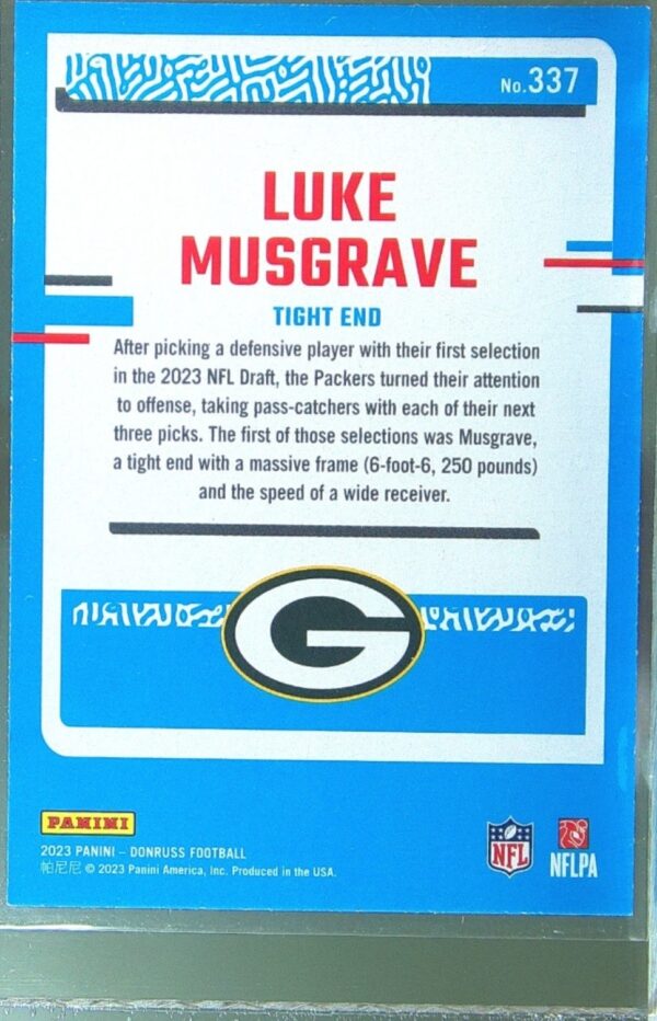 2023 Donruss Luke Musgrave #337 Packers - Image 3