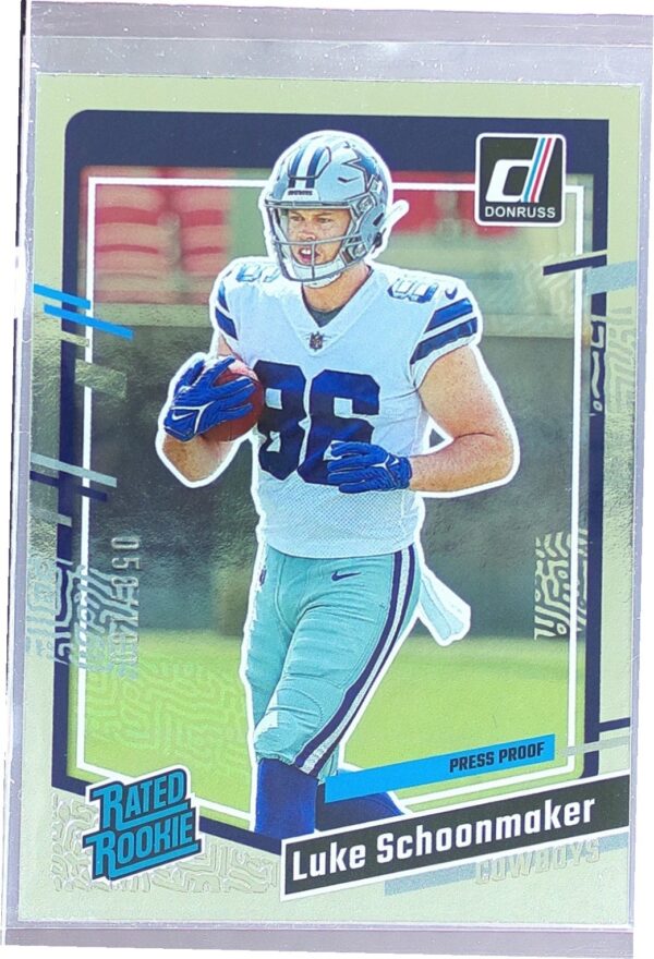 2023 Donruss Luke Schoonmaker Press Proof Silver /100 RC #325 Cowboys