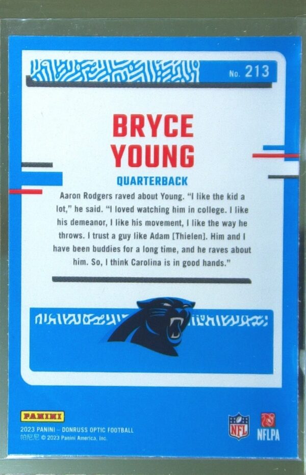 2023 Donruss Optic Bryce Young RC #213 Panthers - Image 3