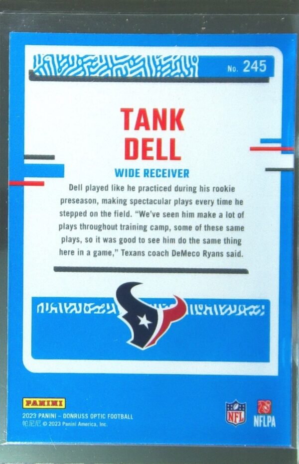 2023 Donruss Optic Tank Dell RC #245 Texans - Image 3