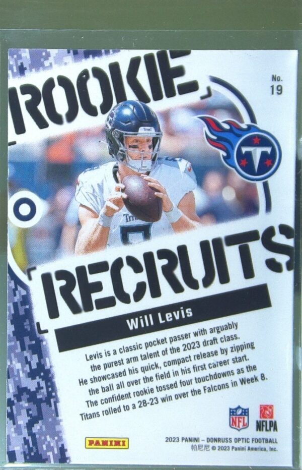 2023 Donruss Optic Will Levis RC #19 Titans Rookie Recruits - Image 3