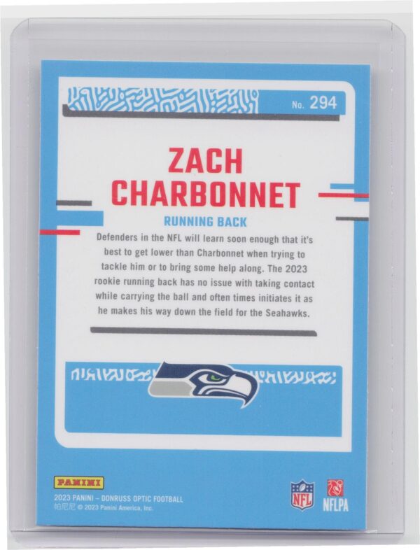 2023 Donruss Optic Zach Charbonnet RC #294 Seahawks - Image 3