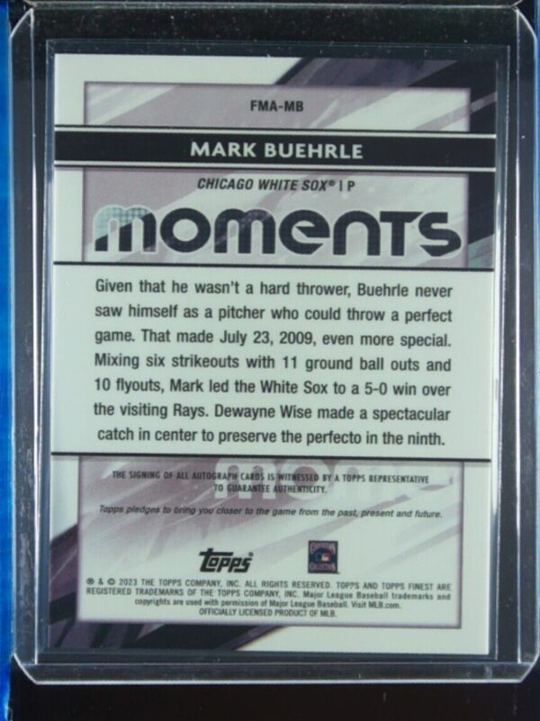 2023 Finest Mark Buehrle AU #FMA-MB Sox Finest Moments Autographs - Image 3