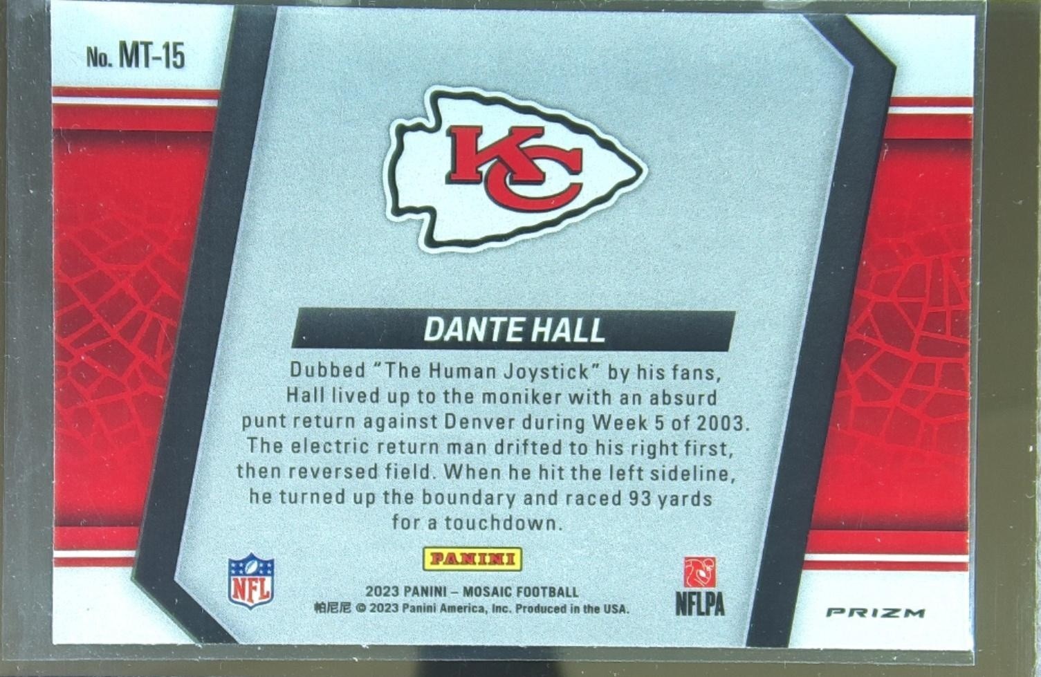 2023 Mosaic Dante Hall #MT-15 Chiefs Moments in Time Silver - Image 3