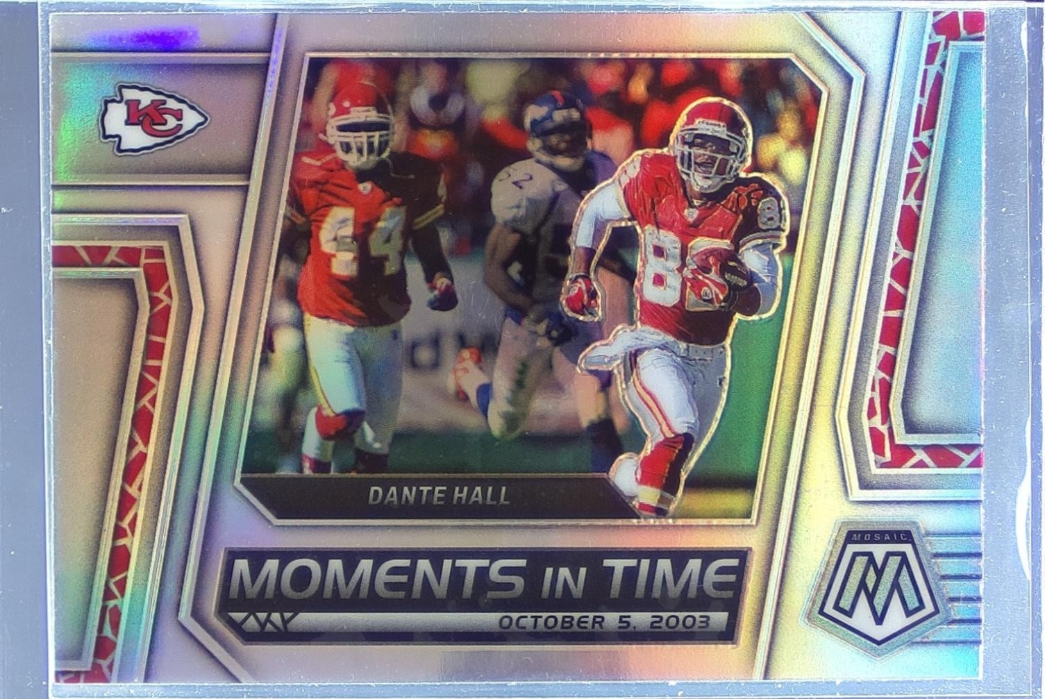 2023 Mosaic Dante Hall #MT-15 Chiefs Moments in Time Silver