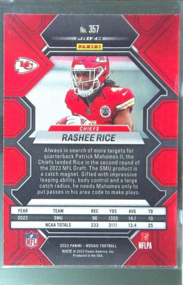 2023 Mosaic Rashee Rice RC #357 Chiefs - Image 3