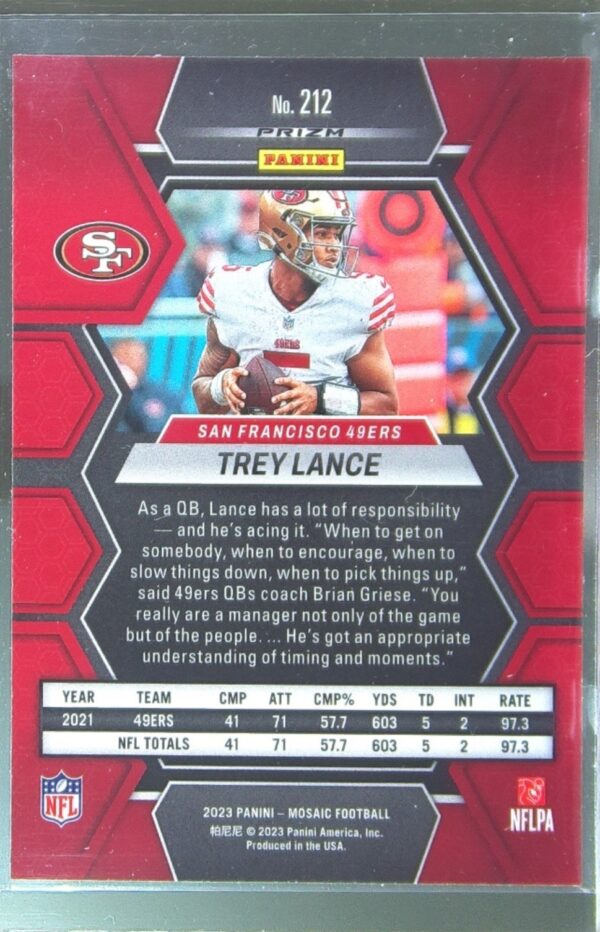 2023 Mosaic Trey Lance Green Mosaic #212 49ers - Image 3