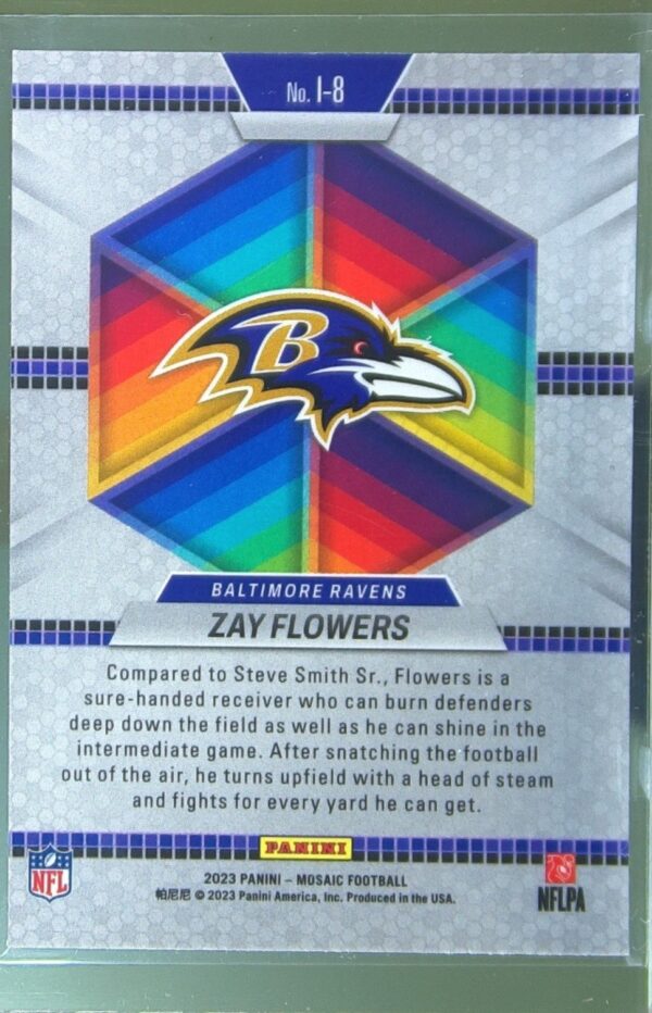 2023 Mosaic Zay Flowers RC #I-8 Ravens Introductions - Image 3