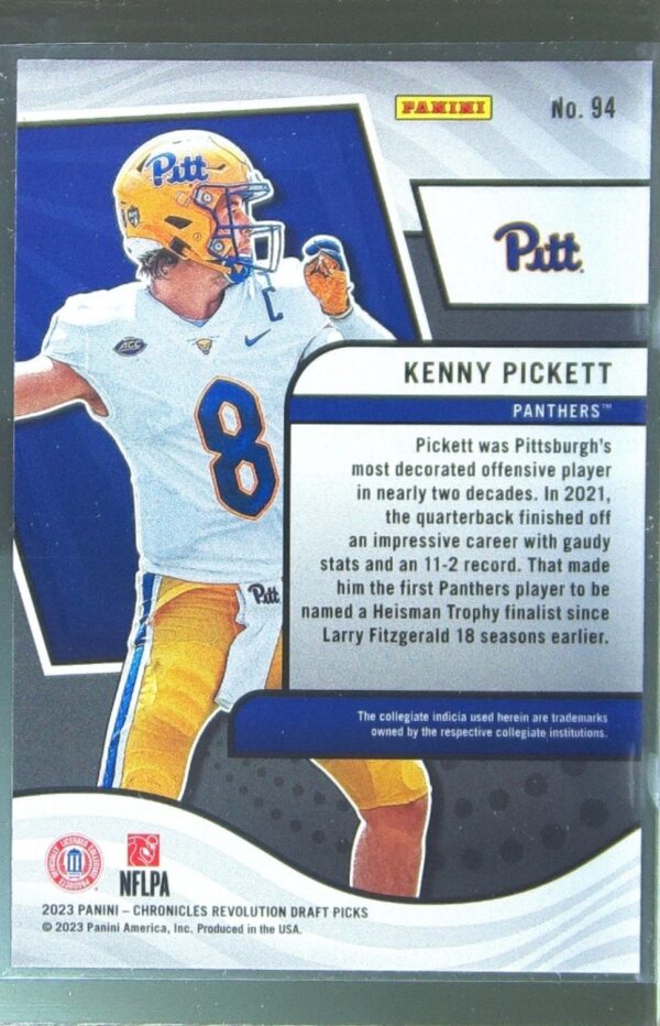 2023 Panini Chronicles Draft Picks Kenny Pickett #94 Panthers Revolution - Image 3