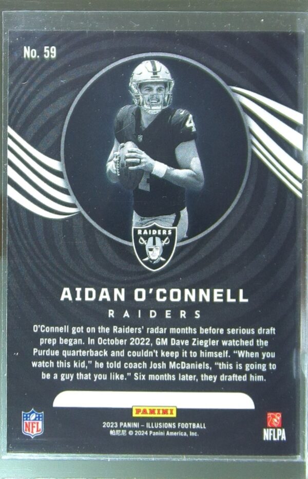 2023 Panini Illusions Aidan O'Connell Orange Trophy Collection RC #59 Raiders - Image 3