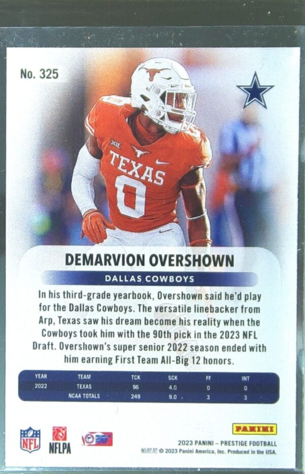 2023 Panini Prestige Demarvion Overshown Xtra Points Diamond #325 Cowboys - Image 3