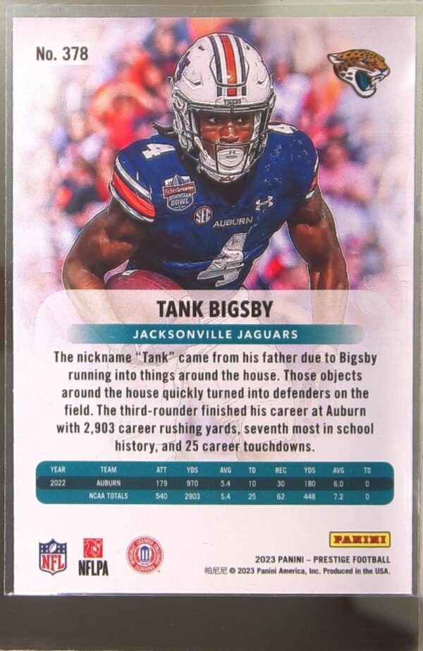 2023 Panini Prestige Tank Bigsby RC #378 Jaguars - Image 3