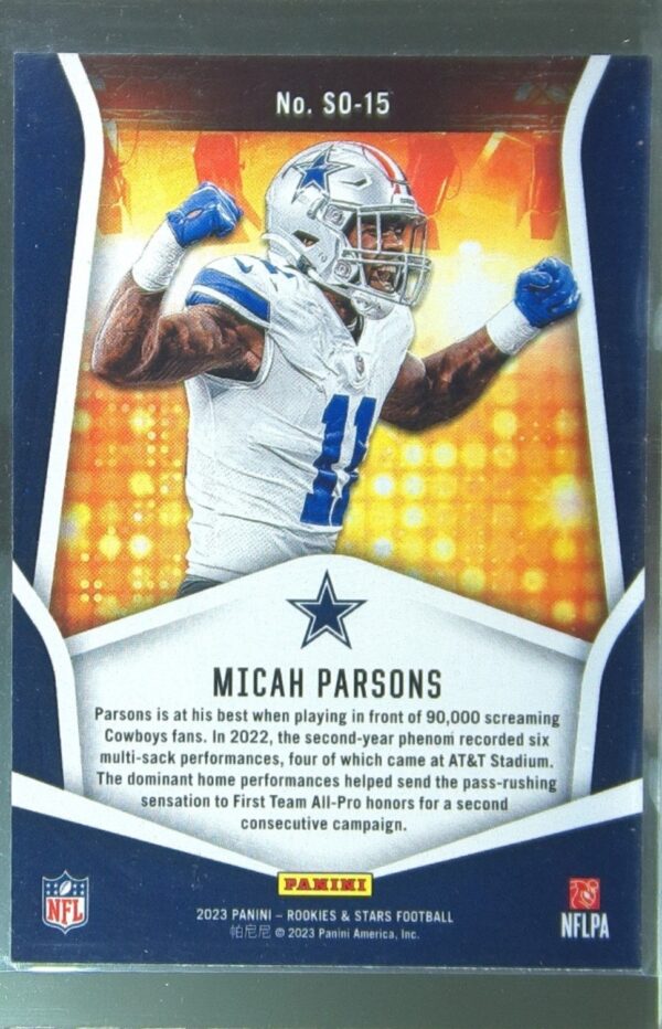 2023 Panini Rookies & Stars Micah Parsons #SO-15 Cowboys Standing Ovation - Image 3