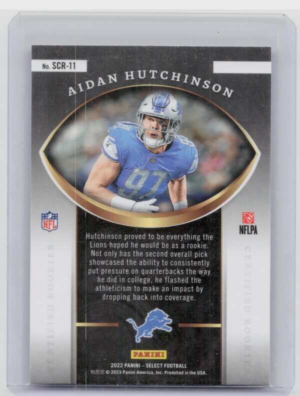 2023 Panini Select Certified Rookie Michael Mayer #SCR-MM Lions - Image 3