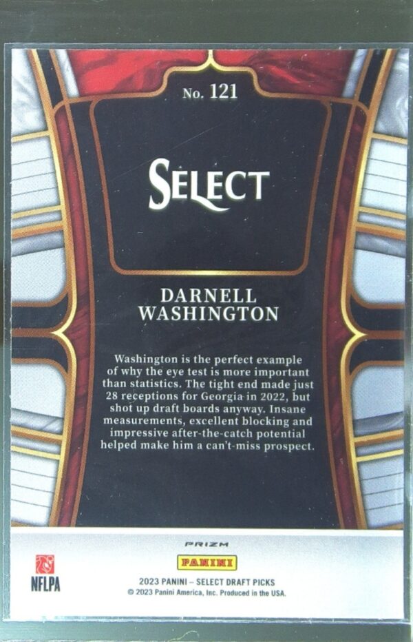 2023 Panini Select Draft Picks Darnell Washington Red Lazer Prizm RC #121 - Image 3