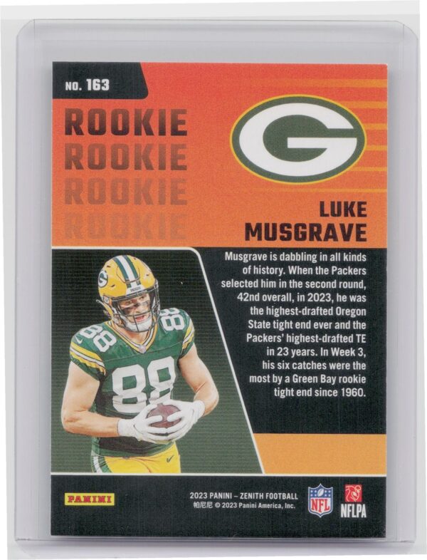 2023 Panini Zenith Tucker Kraft Rookie RC #188 Packers - Image 3