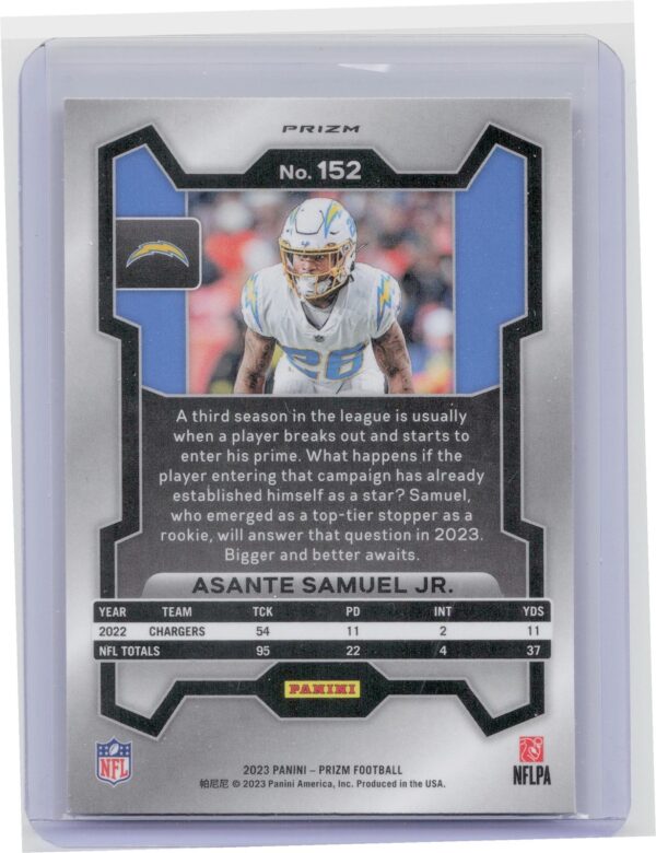 2023 Prizm Asante Samuel Jr. Red White and Blue #152 Chargers - Image 3
