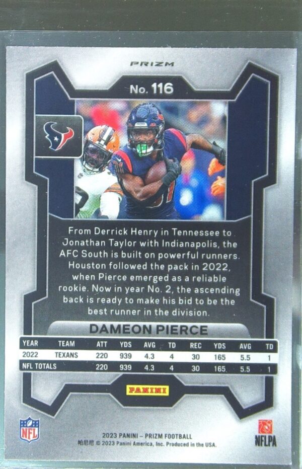 2023 Prizm Dameon Pierce Orange Disco #116 Texans - Image 3