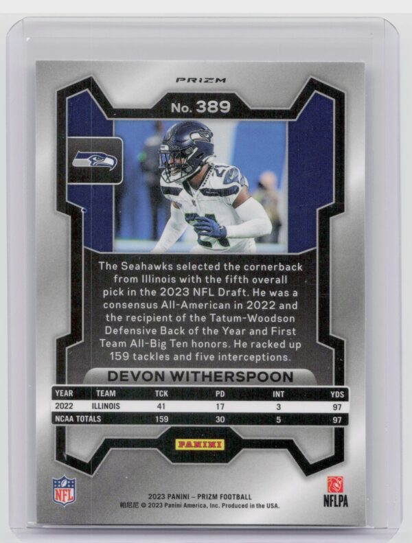 2023 Prizm Devon Witherspoon Silver #389 Seahawks - Image 3