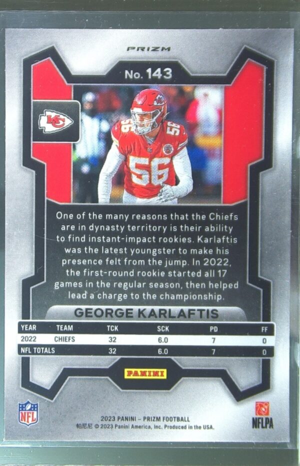 2023 Prizm George Karlaftis Orange Disco #143 Chiefs - Image 3