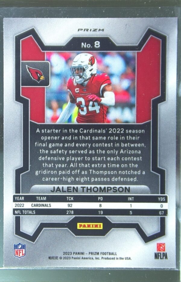 2023 Prizm Jalen Thompson Silver #8 Cardinals - Image 3