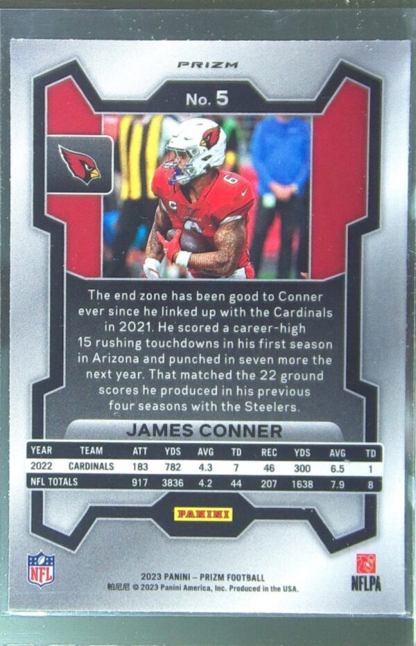 2023 Prizm James Conner Neon Green Pulsar #5 Cardinals - Image 3