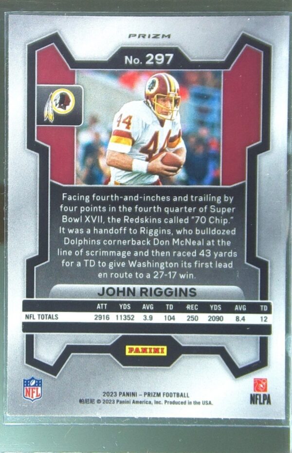2023 Prizm John Riggins Neon Green Pulsar #297 Redskins - Image 3