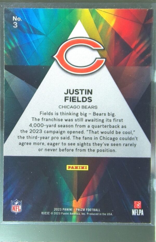 2023 Prizm Justin Fields #3 Bears Prizmatic - Image 3