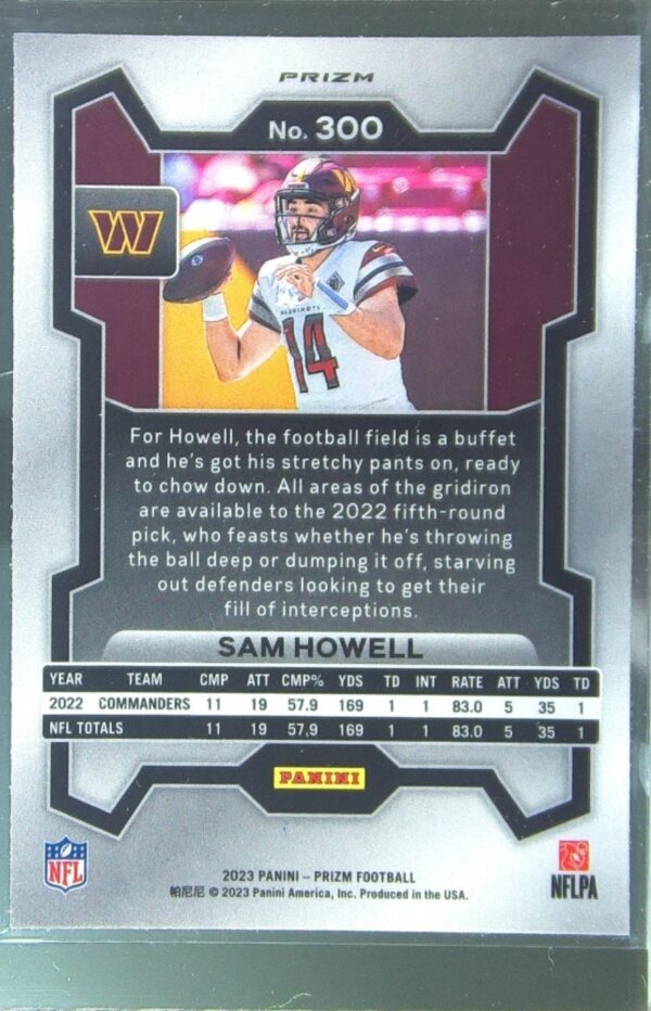 2023 Prizm Sam Howell Green Ice #300 Commanders - Image 3
