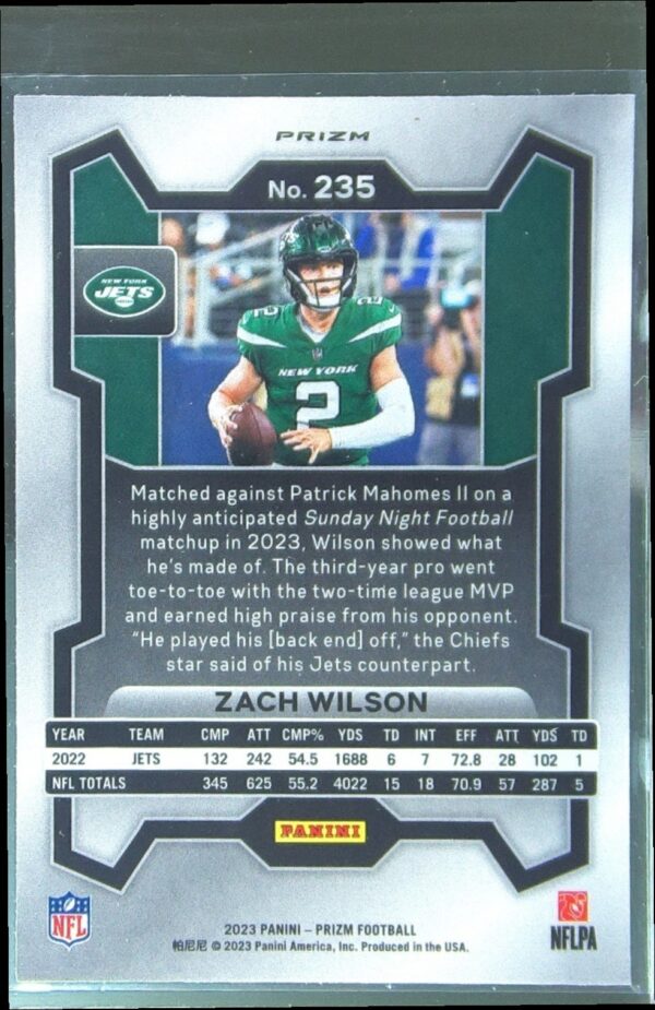 2023 Prizm Zach Wilson Silver #235 Jets - Image 3