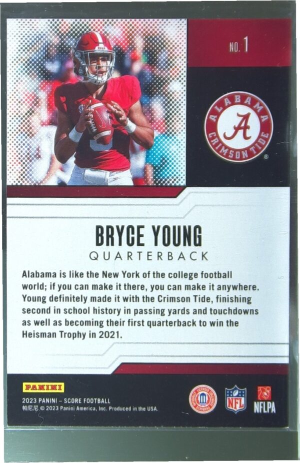 2023 Score Bryce Young RC #1 Tide Protential - Image 3