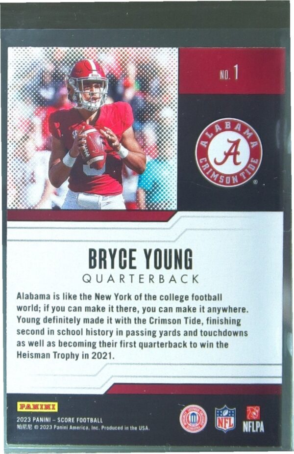 2023 Score Bryce Young RC #1 Tide Protential - Image 3