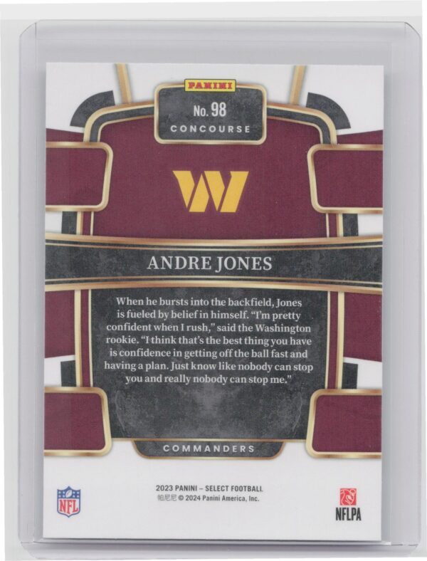 2023 Select Andre Jones Concourse RC #98 Commanders - Image 3