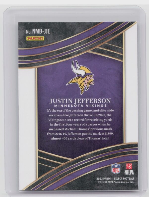 2023 Select Justin Jefferson #NMB-JJE Vikings Select Numbers - Image 3