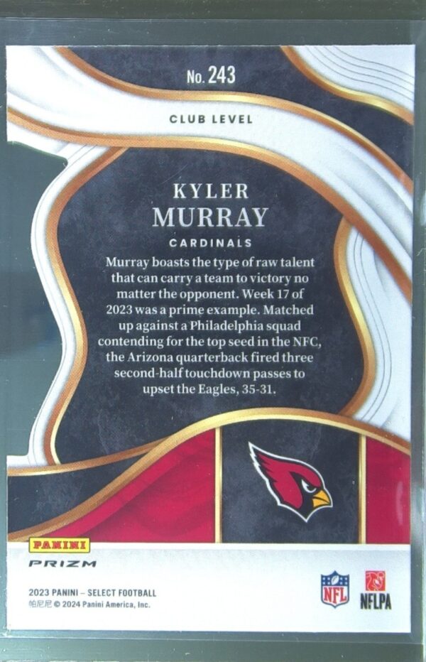 2023 Select Kyler Murray Red and Yellow Prizms Die Cuts #243 Cardinals - Image 3