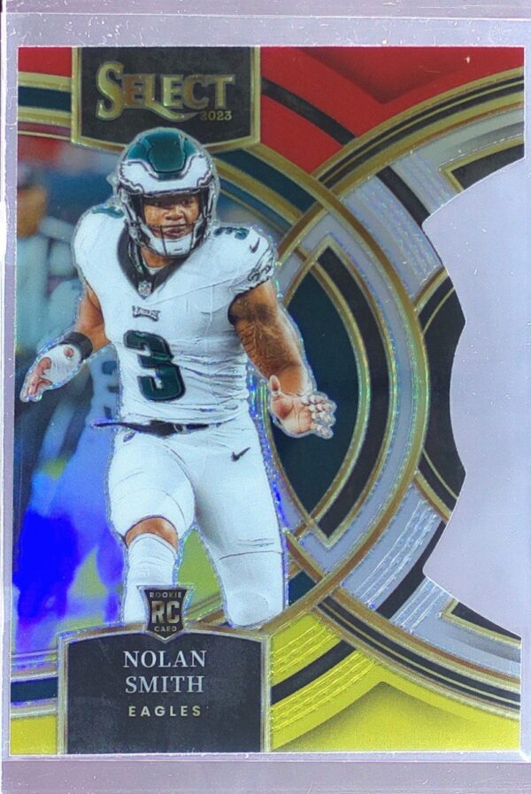 2023 Select Nolan Smith Red and Yellow Prizms Die Cuts RC #108 Eagles
