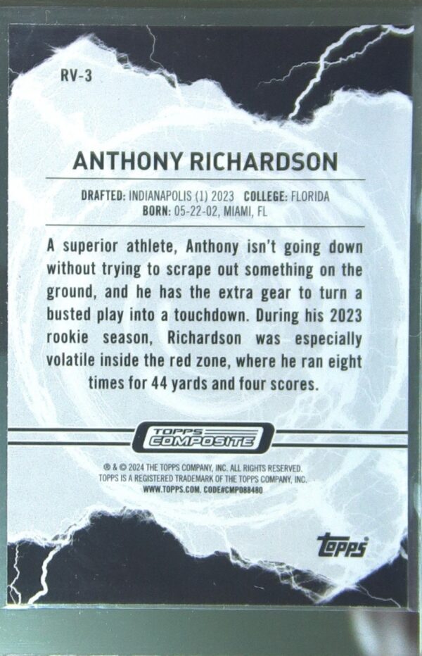 2023 Topps Composite Anthony Richardson RC #RV-3 Colts Resurgence Voltaic - Image 3