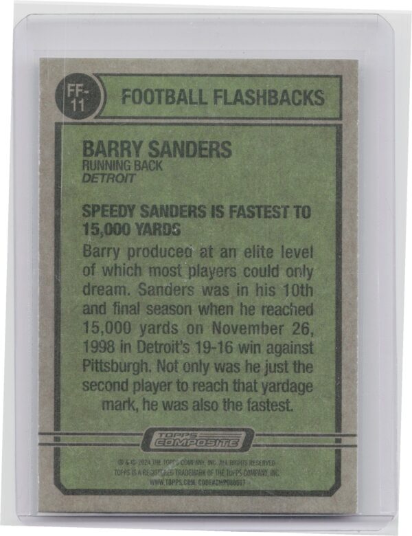 2023 Topps Composite Barry Sanders #FF-11 Lions Football Flashbacks - Image 3