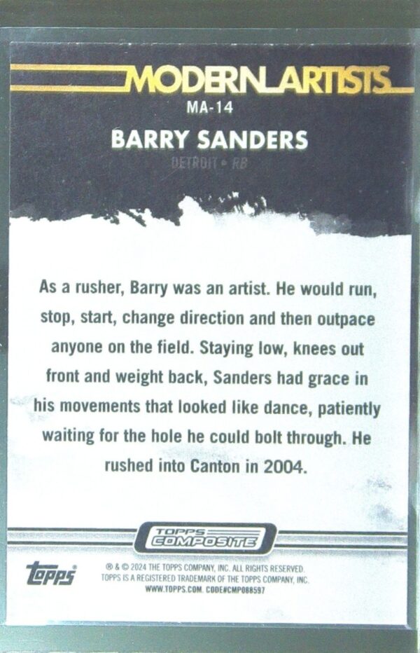 2023 Topps Composite Barry Sanders #MA-14 Lions Modern Artists - Image 3