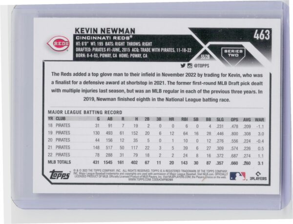 2023 Topps Kevin Newman Rainbow Foil #463 Reds - Image 3
